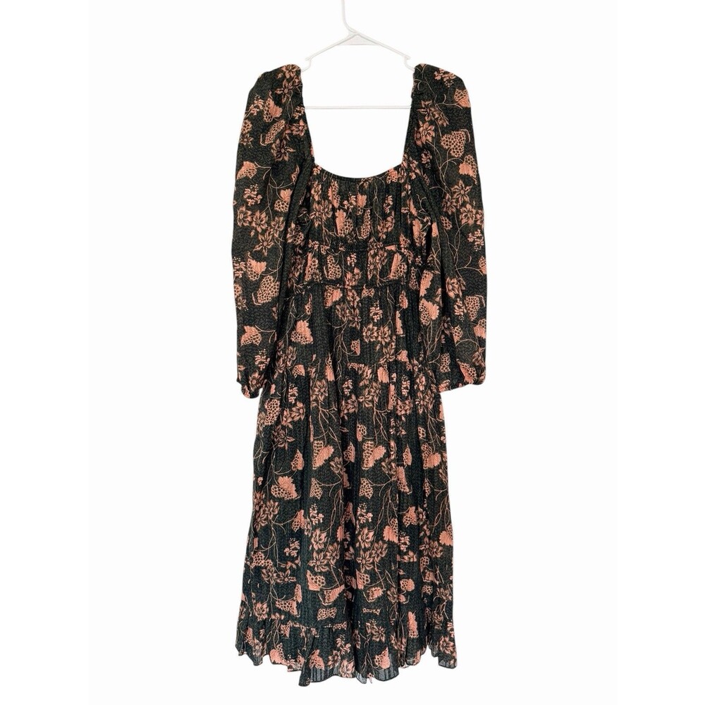 NWOT Ulla Johnson Isla Floral Print Puff Sleeve Lined Midi Dress Balsam Size 4 - Picture 5 of 11